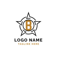 Letter B Star Logo Design. Alphabet B Logo with Star