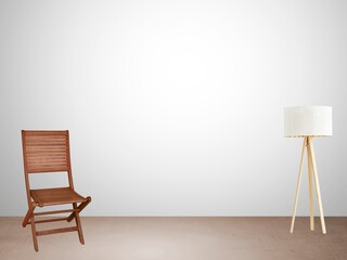 room with chair and lamp