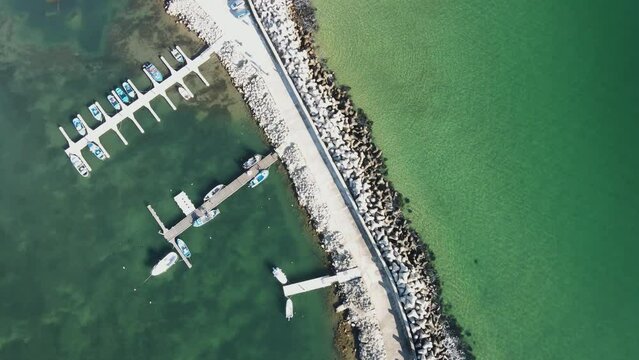 Aerial view of Black sea coast net Saint Athanasius cape, Varna Region, Bulgaria 