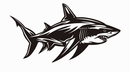 Black shark tattoo vector design Flat vector isolated