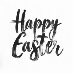 word Happy Easter handwritten subtly and elegantly isolated white background