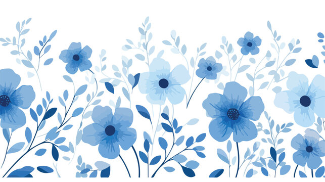 Blue flower pattern white background illustration