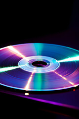 Close-up of Prismatic Reflection on Silver CD Disk - Evidence of Technological Evolution from the 90s and early 2000s Era