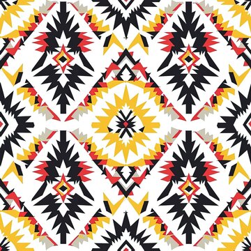 Ethnic Tribal Print Design,Native American Inspired Seamless Textile Pattern