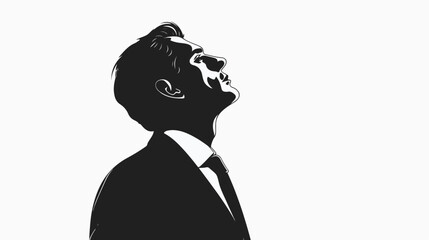 Businessman profile cartoon in black and white Flat