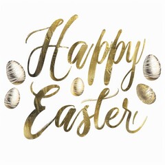 word Happy Easter colorful handwritten delicately and elegantly, fine graceful lines, fine line in ink isolated white background