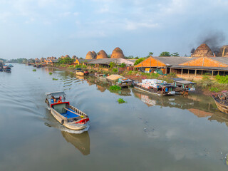 Mang Thit District of Vinh Long Province in the Mekong Delta of Vietnam, the Mang Thit brick village, known as the 'kingdom of bricks' in the region