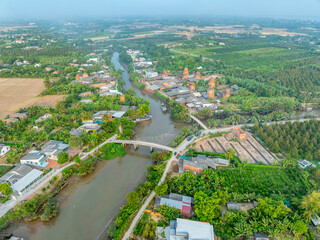 Mang Thit District of Vinh Long Province in the Mekong Delta of Vietnam, the Mang Thit brick village, known as the 'kingdom of bricks' in the region