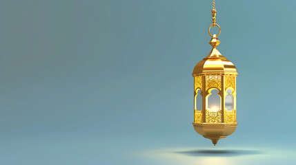 Fototapeta na wymiar Islamic gold lantern on plain background