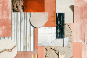 Fashion aesthetic moodboard collage. Mix textures and minimal objects