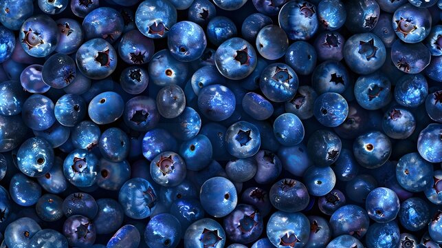 Fresh Blueberries in Close-Up, Perfect for Healthy Lifestyle Promotions and Culinary Blogs. Vibrant, Organic and Nutritious. Digital Photography. AI