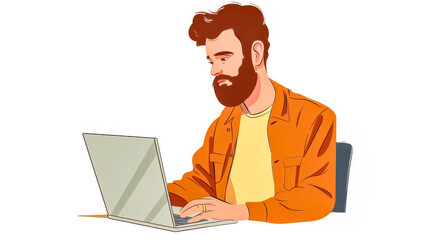 Fototapeta na wymiar Man working on laptop illustration