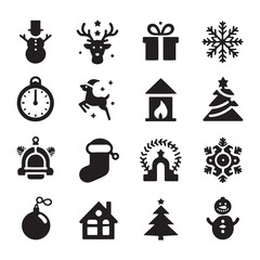 Christmas Vector Silhouette sets: Festive and Joyful Holiday Symbol Collection- Christmas sets of vectors stock.