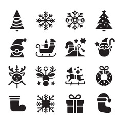 Christmas Vector Silhouette sets: Festive and Joyful Holiday Symbol Collection- Christmas sets of vectors stock.