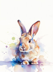 Beautiful watercolor painting of a rabbit. Easter Bunny