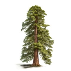Photo of redwood tree isolated on white background