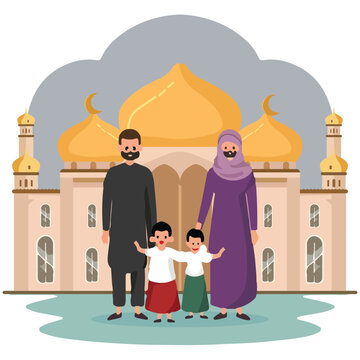 free download eid al fitr graphics design father with children