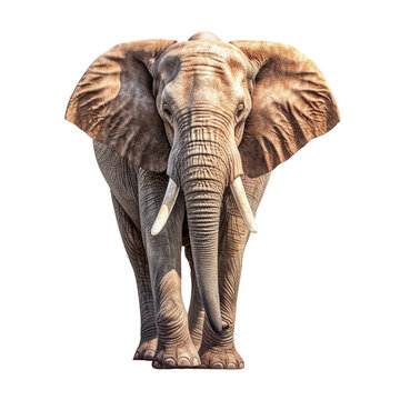 Generative IA illustration of a adult male elefant isolated on white