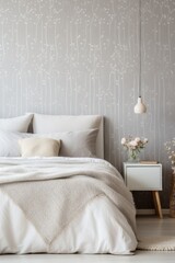 bedroom floral patterns wall.