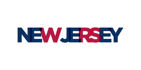 New Jersey, USA typography slogan design. America logo with graphic city lettering for print and web.