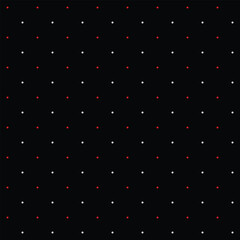 Mini red and white seamless polka dot pattern vector, Black background. Christmas Theme