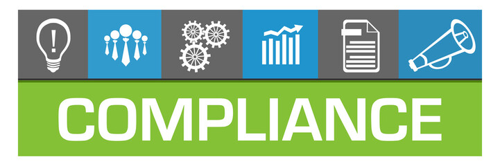 Compliance Blue Green Box Business Symbols On Top Squares 