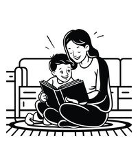 Mother  son vector silhouette