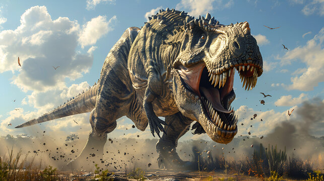 3D rendering of the king of dinosaurs Tyrannosaurus, generative ai