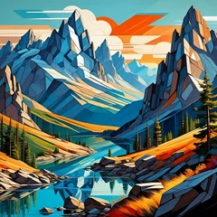 Peel and stick wallpaper Mountains landscape with mountains