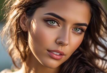 Naklejka premium A Portrait Of Breathtakingly Gorgeous, Exotic, Beautiful Woman. 