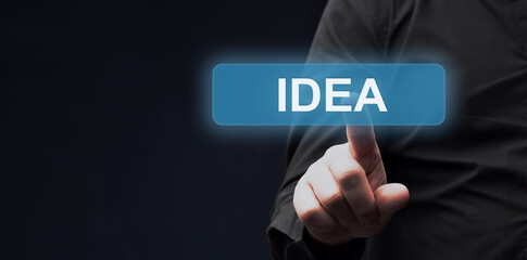 Business, internet and technology concept. Businessman chooses Ideas.