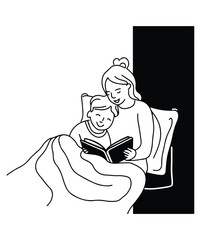 Mother  son vector silhouette