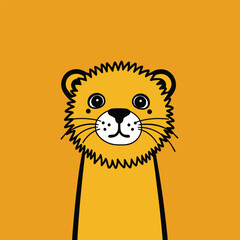 A cartoon lion with big eyes