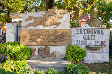Ertugrul ghazi monument in front of celebi sultan mehmet mosque