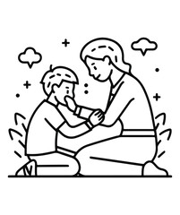 Mother  son vector silhouette
