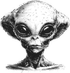 Alien head halftone illustration