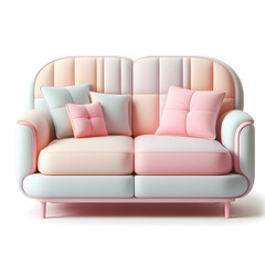 Sofa, pastel colors, isolated on a white background, Modern stylish sofa, Furniture, interior object