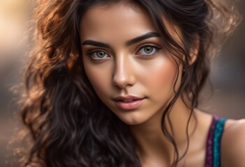 Naklejka premium A Portrait Of Breathtakingly Gorgeous, Exotic, Beautiful Woman. 