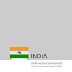 India flag background. State patriotic indian banner, cover. Document template with india flag on white background. National poster. Business booklet. Vector illustration, simple laconic design