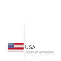 USA flag background. State patriotic us banner, cover. Document template with united states flag on white background. National poster. Business booklet. Vector illustration, simple laconic design