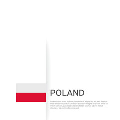 Poland flag background. State patriotic polish banner, cover. Document template with poland flag on white background. National poster. Business booklet. Vector illustration, simple design