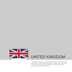 United Kingdom flag background. State patriotic great britain banner, cover. Document template with uk flag, white background. National uk poster. Business booklet. Vector illustration, simple design