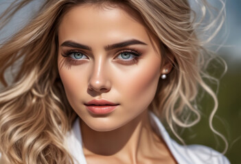 Naklejka premium A Portrait Of Breathtakingly Gorgeous, Exotic, Beautiful Woman. 