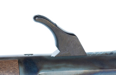 Textured hammer on a cowboy style lever action rifle