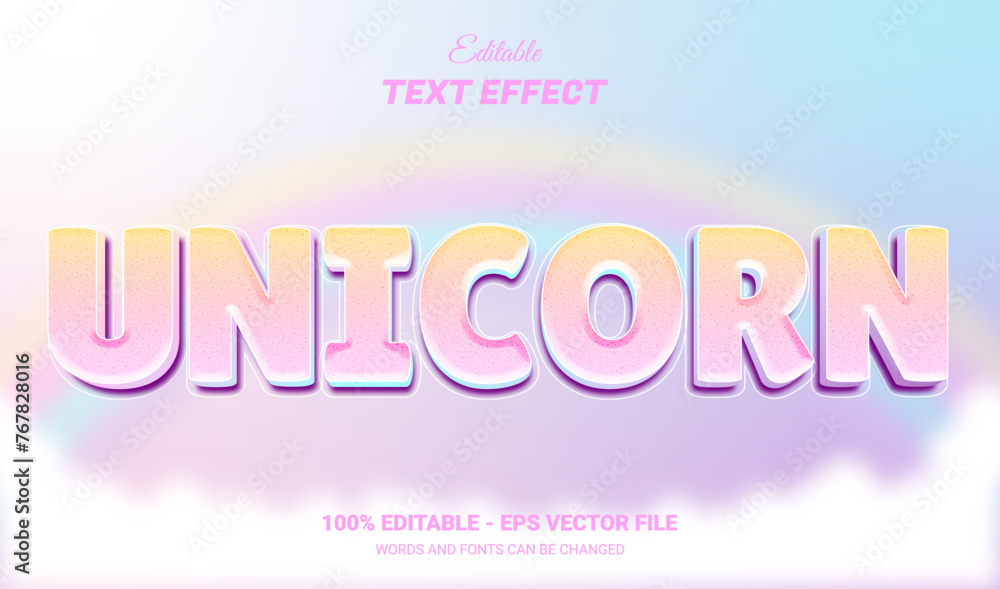 Wall mural unicorn editable text effect