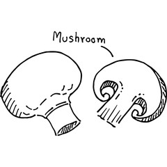 Mushroom black and white vector art by hand-drawn