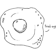 illustration of an fried egg black and white vector art by hand-drawn - 767828265
