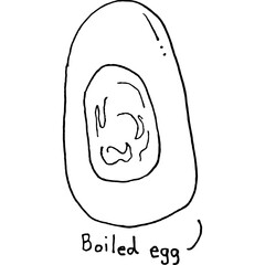 Boil egg black and white vector illustration by hand-drawn