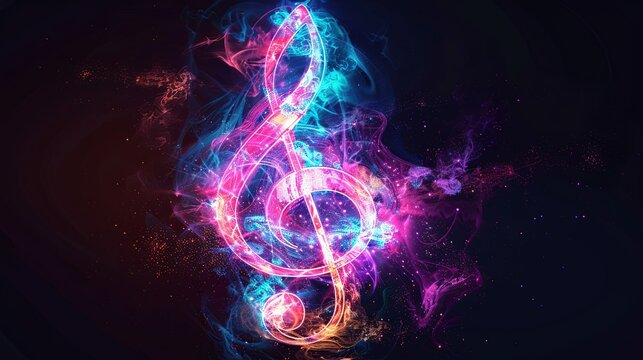 colorful musical note symbol black background