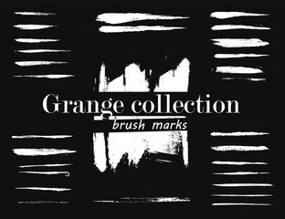 Grange collection brush marks. Vector set of artistic brushes, line strokes, brush marks. Creative pattern of designer dynamic strokes and lines